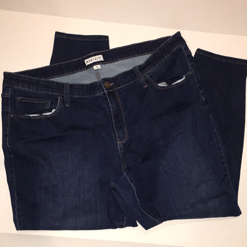 Ava & Viv Plus Size Dark Wash High‑Rise Stretch Jeans – 22W